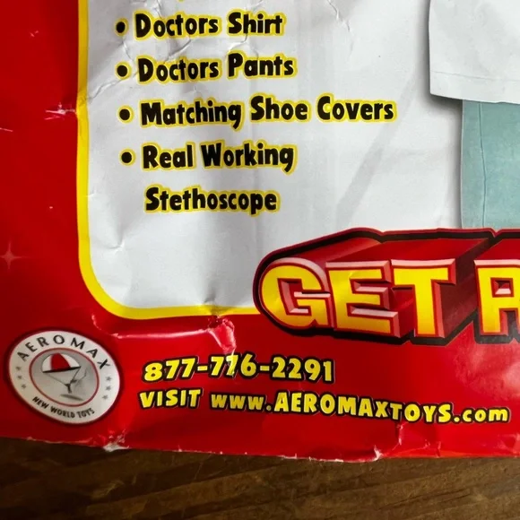 Kids Doctor Physician Costume child Size 8-10 Green Scrubs Stethoscope Get Real - Picture 4 of 9